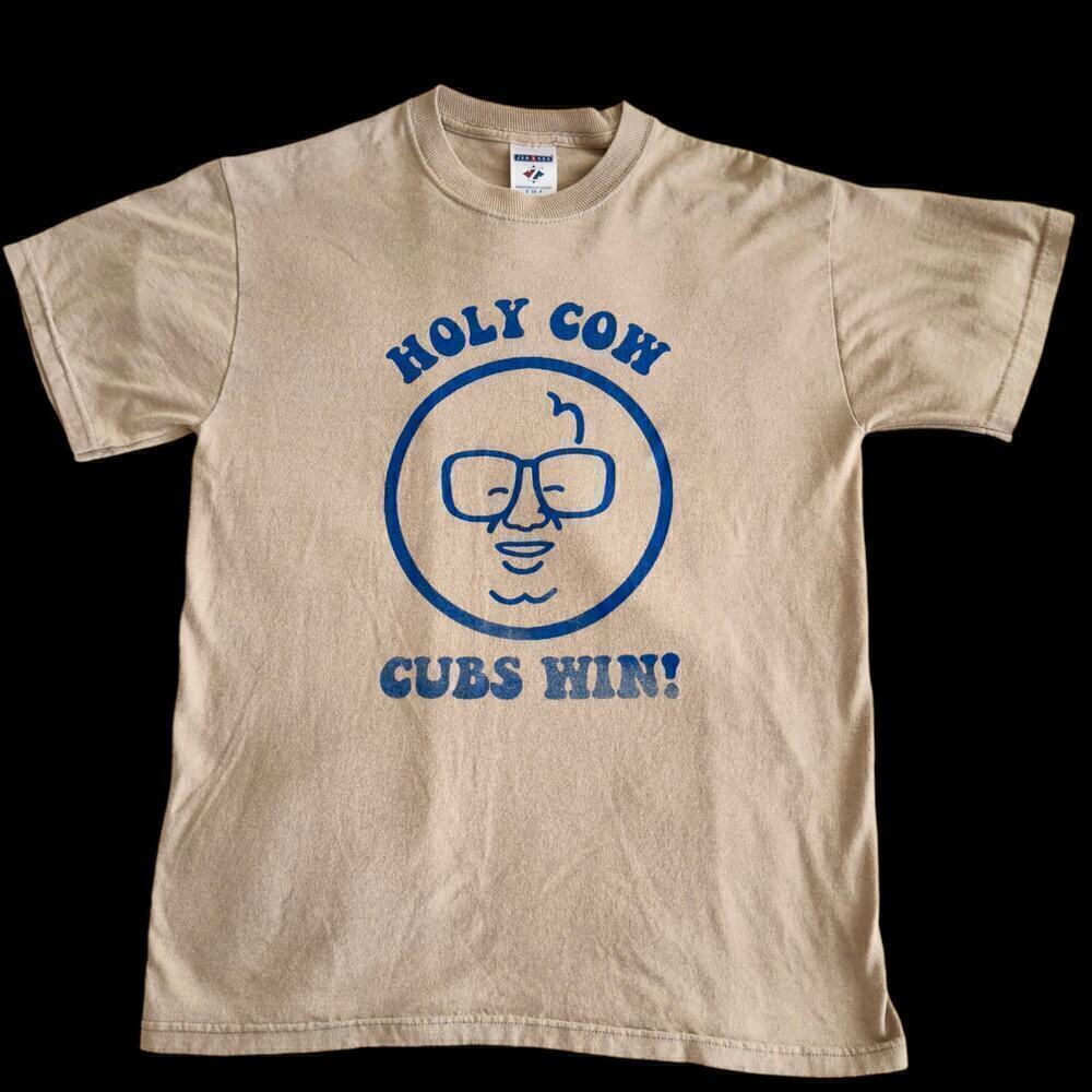 Vintage 80’s Harry Caray Chicago Cubs “Holy Cow” Shirt Original Badeball Small - Picture 2 of 15